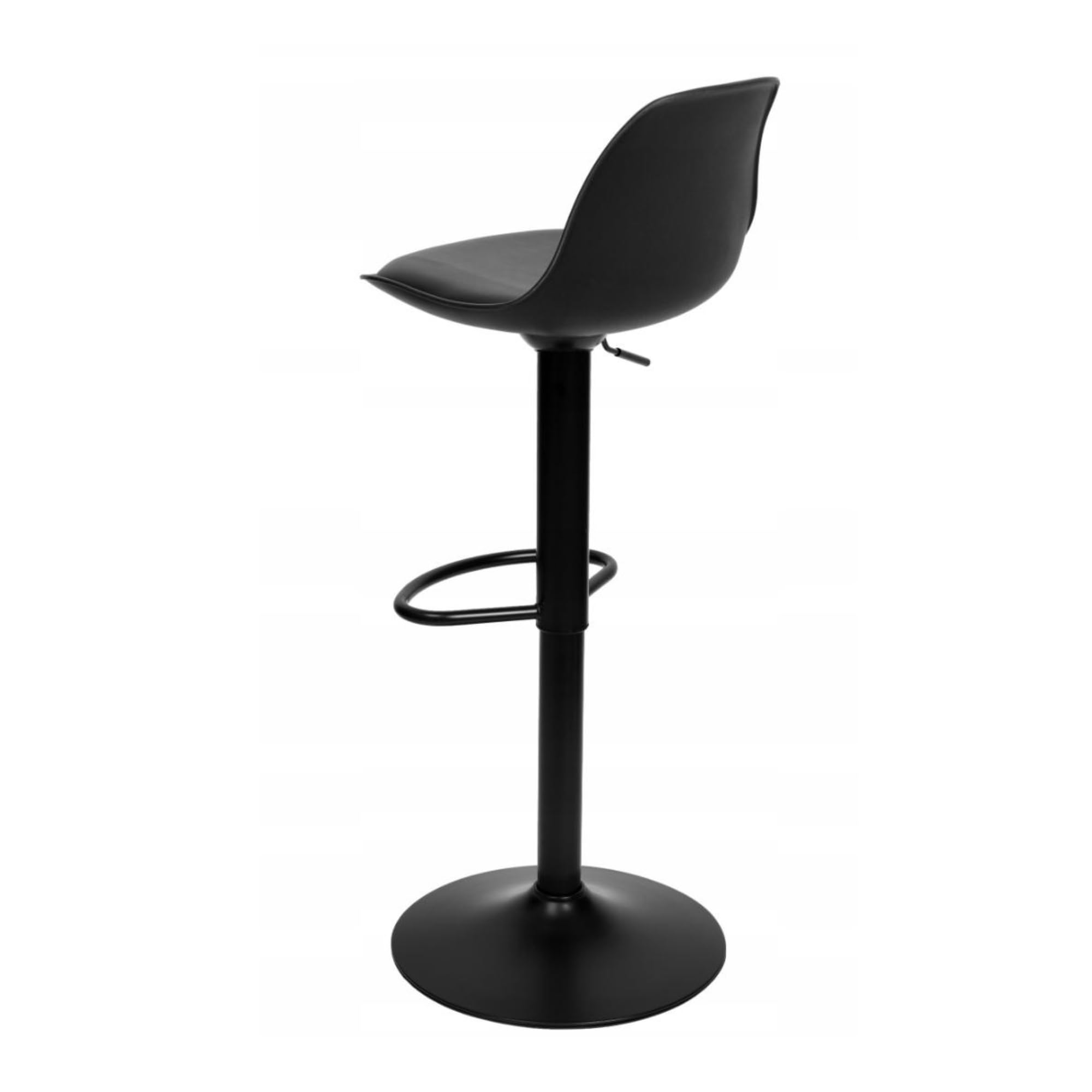 Pack 2 Taburetes de Bar Negros Regulables en Altura 83-103 cm con Giro 360°, Asiento Acolchado de Cuero Sintético, Reposapiés y Base Metálica Antideslizante, para Cocina, Barra Americana y Hostelería