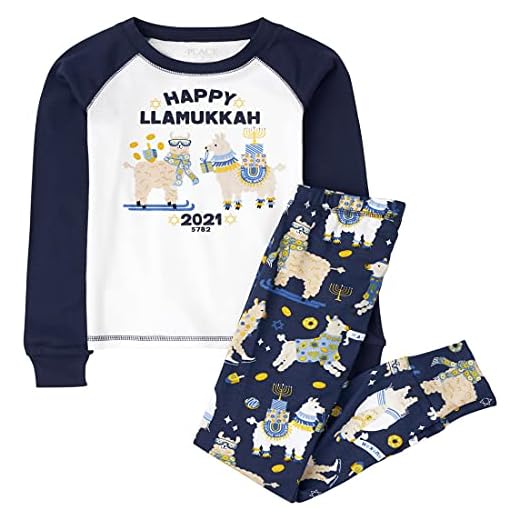The Children's Place Kids' Holiday 2 Piece Snug Fit Cotton Pajamas, Llamukkah, 12