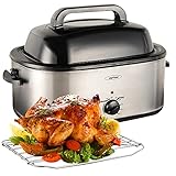 26 Quart Electric Roaster Oven, Turkey Roaster with Viewing Lid, Large Stainless Steel Roaster Oven...