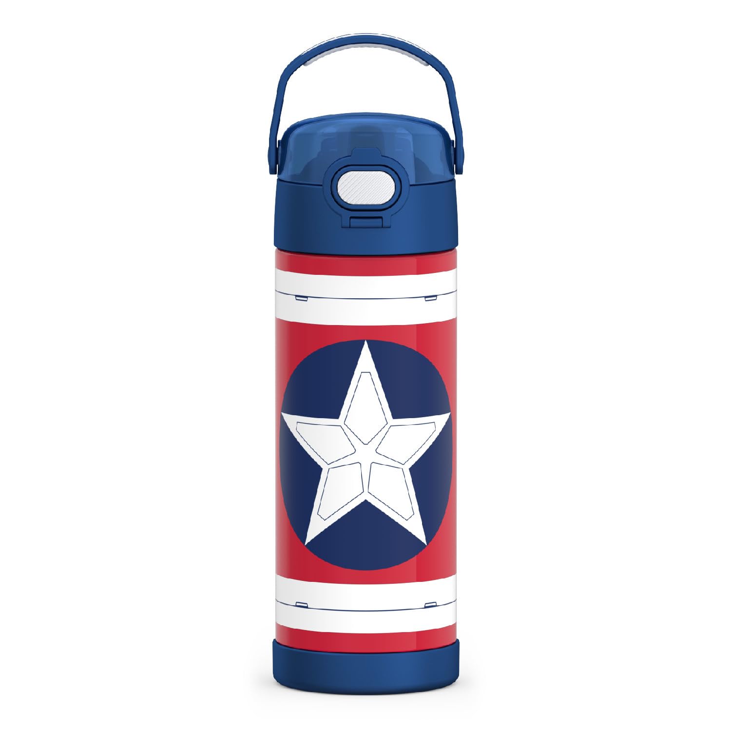 THERMOS FUNTAINER 16 Ounce Stainless Steel Vacuum Insulated Bottle with Wide Spout Lid, Captain America: Brave New World Movie