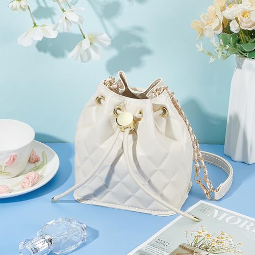 WADORN DIY Bausatz Zur Herstellung Einer Beuteltasche Aus PU Leder Handgefertigte Umhängetasche Näh Und Stricksets Materialien Zur Handtaschenherstellung Zubehör Für Die Herstellung, Weiß