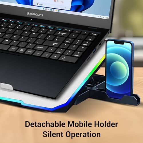 ZEBRONICS NC6500D Laptop Cooling Pad with Support up to 17 inch (43.18 cm) Laptops, Hexa Fans, Speed Control, RGB LED, Detachable Mobile Holder, 5... - Image 4