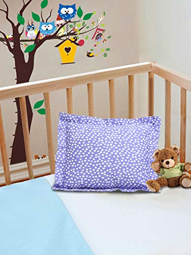 Image of 100% Organic Baby Pillow Cover with Filler Purple and White Spots