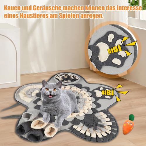 Schnüffelteppich für Hunde und Katzen - Futterschnüffel-Futtermatte, Blütenform, Welpen-Trainingsmatte, Waschbare Trainingsmatte 60 x 60CM für Kleine und Mittelgroße Haustiere Mit Karottenspielzeug