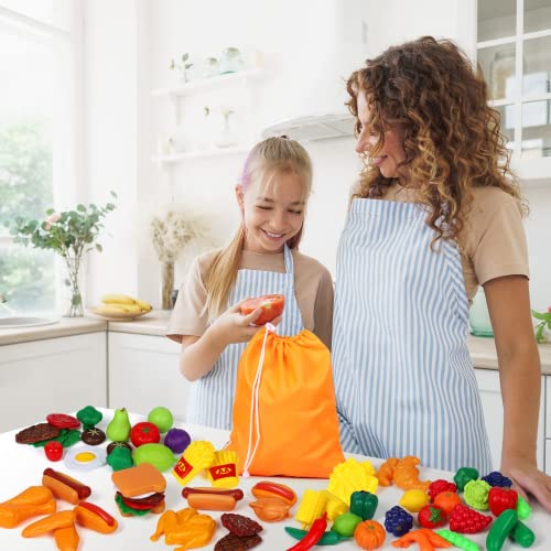 Tagitary Play Food Toys Set,Pretend Play 136Pcs Plastic Fake Food Toys,Play Kitchen Accessories Educational Game Toys Birthday Gift For Kids Toddlers #TOP5
