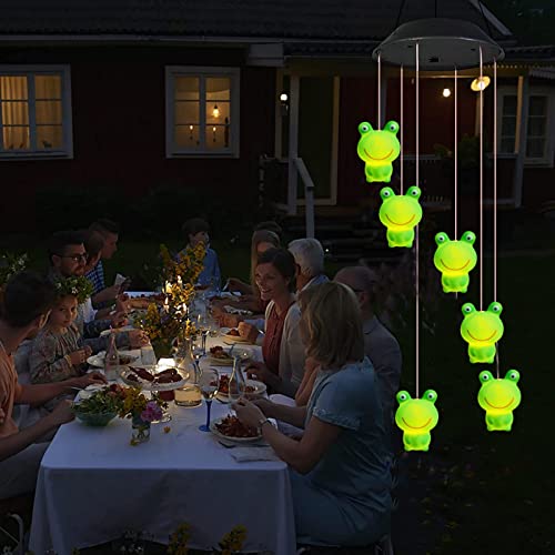 Color Changing Solar Power Frog Wind Chime,Animal Decorative String Light For Outside Kids Bedroom Birthday Patio Party Decoration (Frog Prince) #TOP1