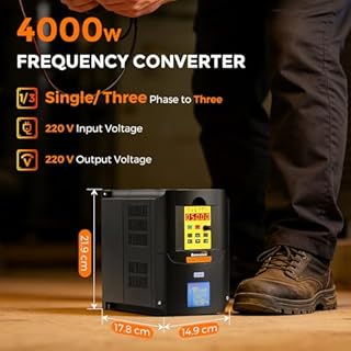 Bonvoisin Convertisseur de Fréquence VFD 4KW 220V, Entrée Monophasée ou Triphasée Variateur de Fréquence, CNC Contrôleur de Vitesse Moteur avec câble d'extension 1m pour Moteur de Machines