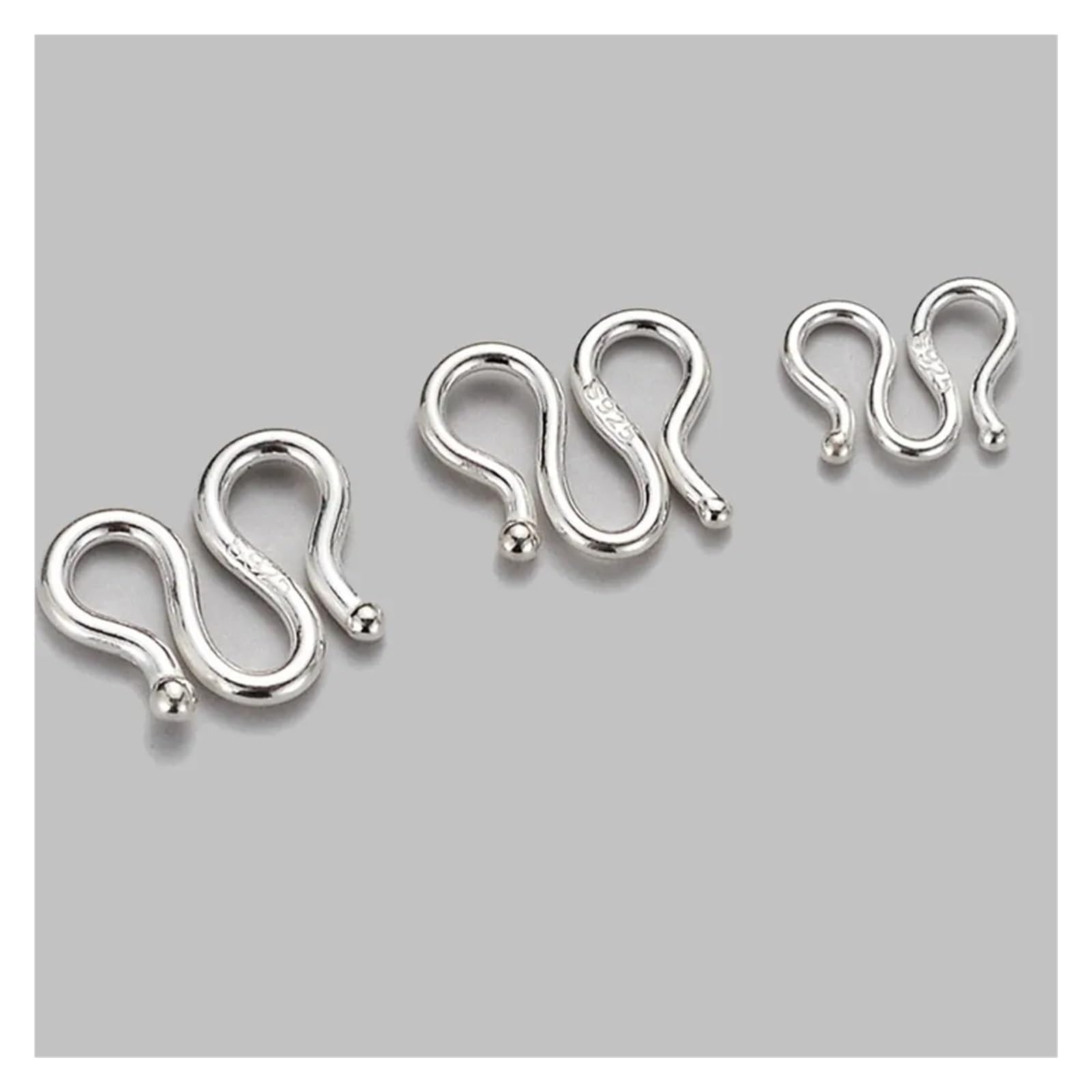 Ganchos SW de Plata de Ley 925, conector extensor de cierre, hipoalergénico for pulsera, collar, fabricación de joyas, 2 uds.(S 7.8x11.7mm)