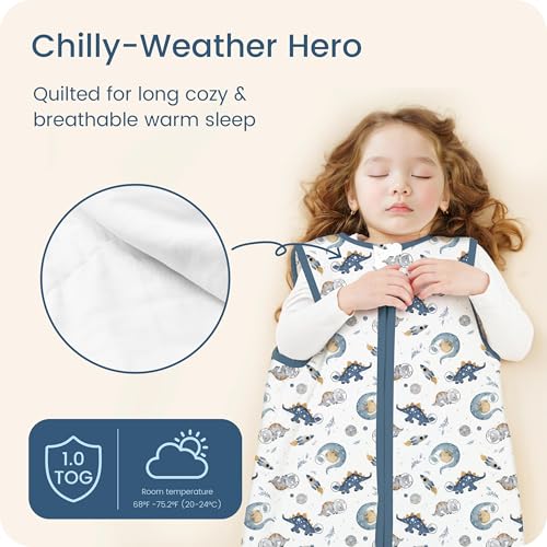 Image of Toddler Sleep Sack 2t-3t-4t, 1.0 TOG Sleep Sack with Sleeveless, Cozy Premium Baby Wearable Blanket with 2-way Safe Zipper All Season Sleeping Bags, 1-pack