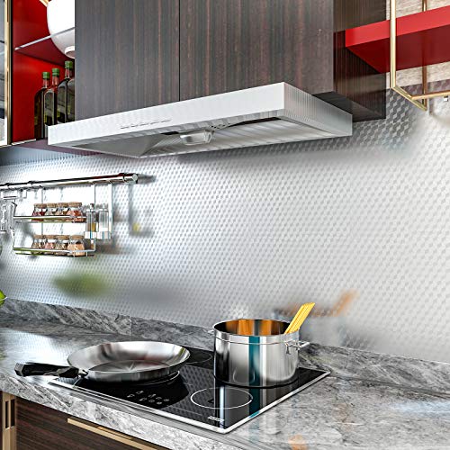 Veelike 15.7''X708'' Kitchen Oil Proof Waterproof Sticker Aluminum Foil Wall Protector Backsplash Guard Behind Stove Wallpaper Self Adhesive Stick And Peel For Shelf Liner Drawer Liner Countertops #TOP3