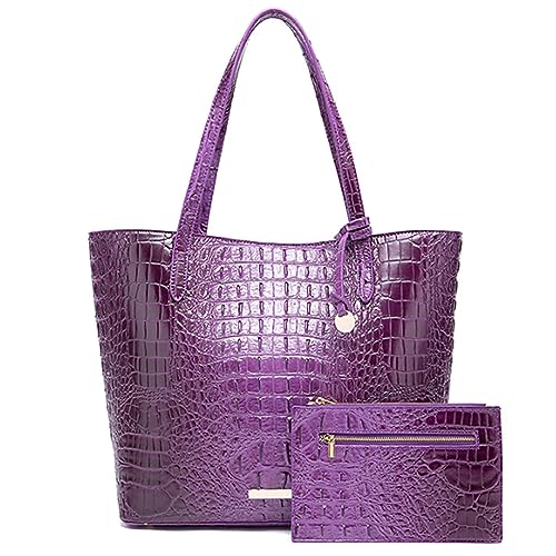 Bolso Tote de Mujer con Estampado de Cocodrilo y Billetera 2pz miniatura 1