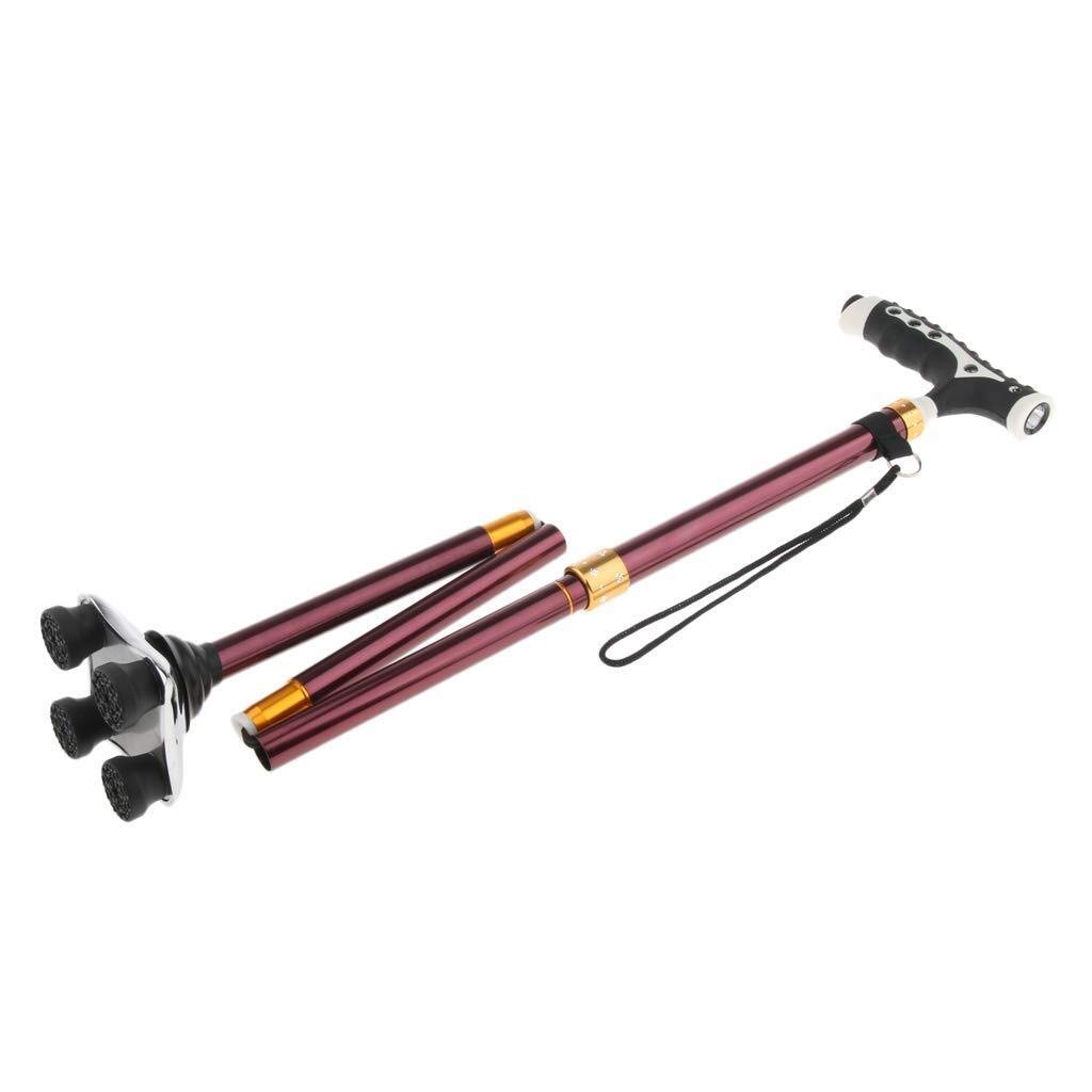 Bastón Plegable con luz LED Bastón para Caminar Bastón para Caminar Muletas Bastón ergonómicamente Ajustable, Altura Ajustable 86-96 cm Muletas Decorate