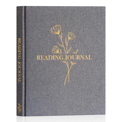 Lanpn Cuaderno de Lecturas de Lino, Diario de Registro de Lectura, Libros Leídos Reading Log Book Journal, Lista de Deseos, Préstamos de Libros, Regalo para Amantes de la los Libros (Gris)