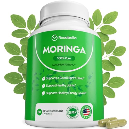Rosabella Moringa Capsules - Pure Moringa Powder, Energy, Skin, Immune & Gut Health Superfood, Rich...
