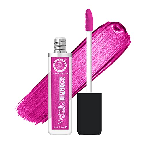 Image of Colors Queen Metallic Waterproof Lip Gloss | Lightweight Lip Gloss with High Shine | Glossy Liquid Lipstick with Shimmer for Smooth & Shiny Lips, Non-Sticky Formula (14 - Venom)
