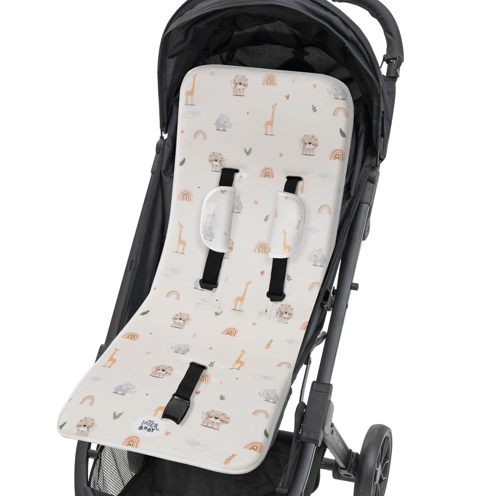 Materassino per passeggino universale Interbaby Safari Beige 100% cotone 84 x 34 cm traspirante