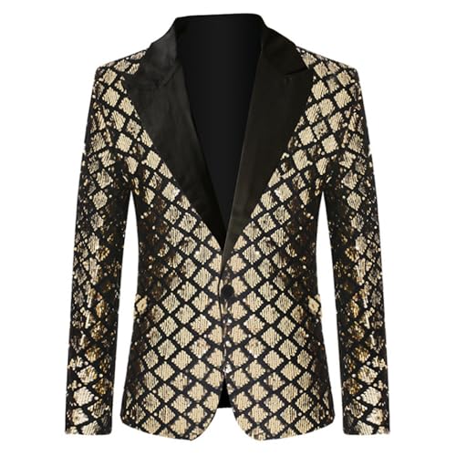 Sequin Blazer Men Shawl Lapel Disco Prom Shiny Jacket Wedding Party Festival Tuxedo One Button Slim Fit Sport Coats