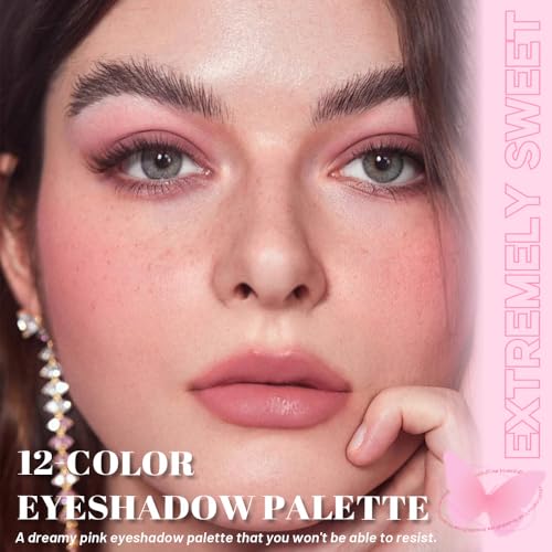 Image of SUAKE 12 Colors Matte Shimmer Eyeshadow Palette for Eye Makeup,with Mirror, Nude Brown Pink Peach, High Pigmented Tan Gray Eye Shadow Primers Powder Palet de sombras de ojos