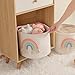 INough Toy Storage Baskets Woven Cotton Rope Storage Basket with Rainbow Decor for Kids, Blanket Baskets for Living Room Toys Organizer Rainbow Baby Gifts Basket with Handle for Girls Nursery Playroom