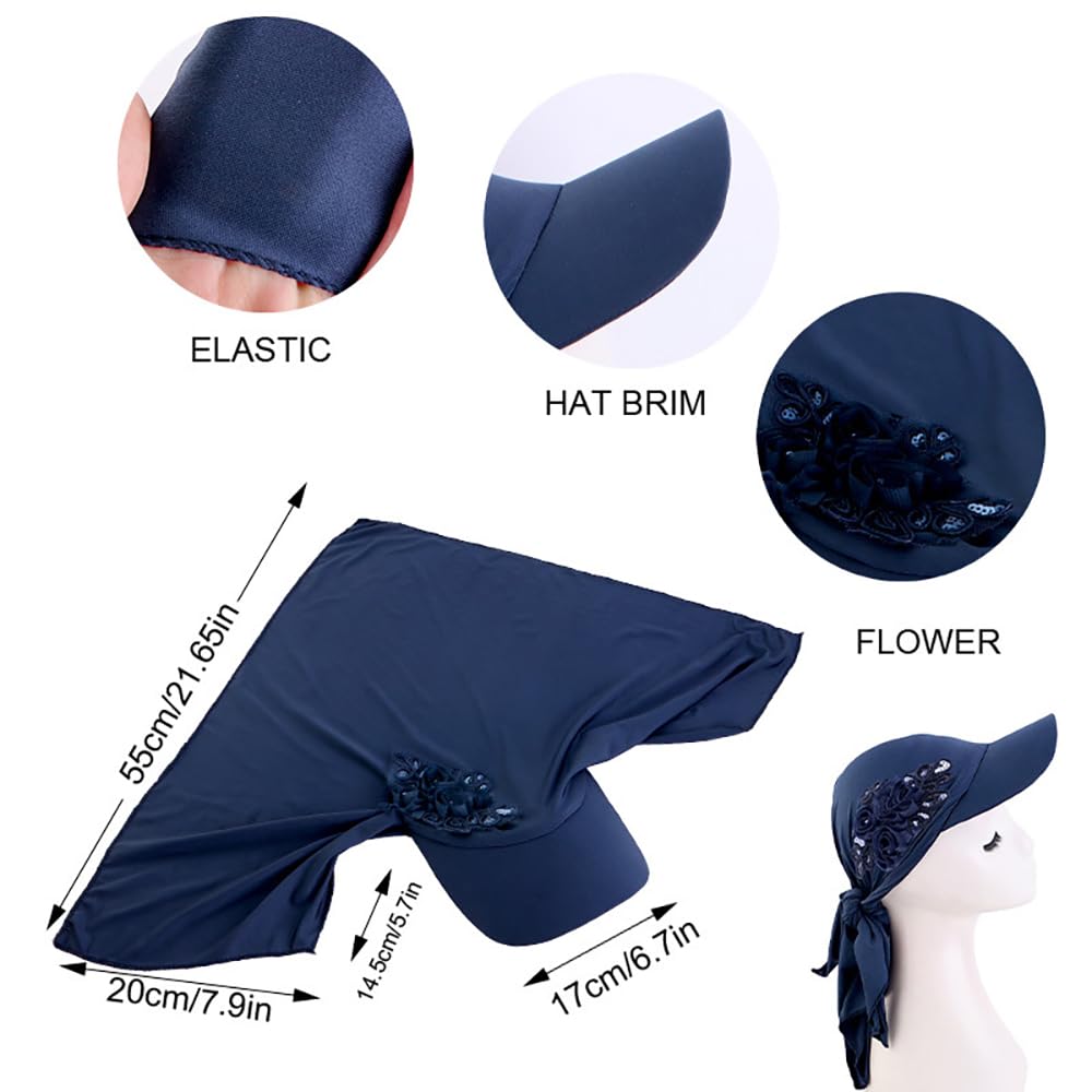 Pluto & Fox Turban pour Femme Casquette avec Visière Foulard pour Tête avec Ornement De Fleur Casquettes De Baseball pour Soleil