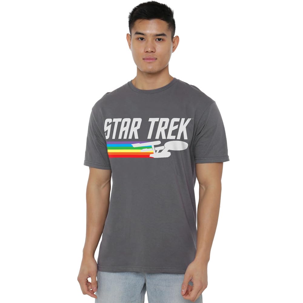 Star Trek Rainbow Trail Unisex T Shirt, Charcoal, Small