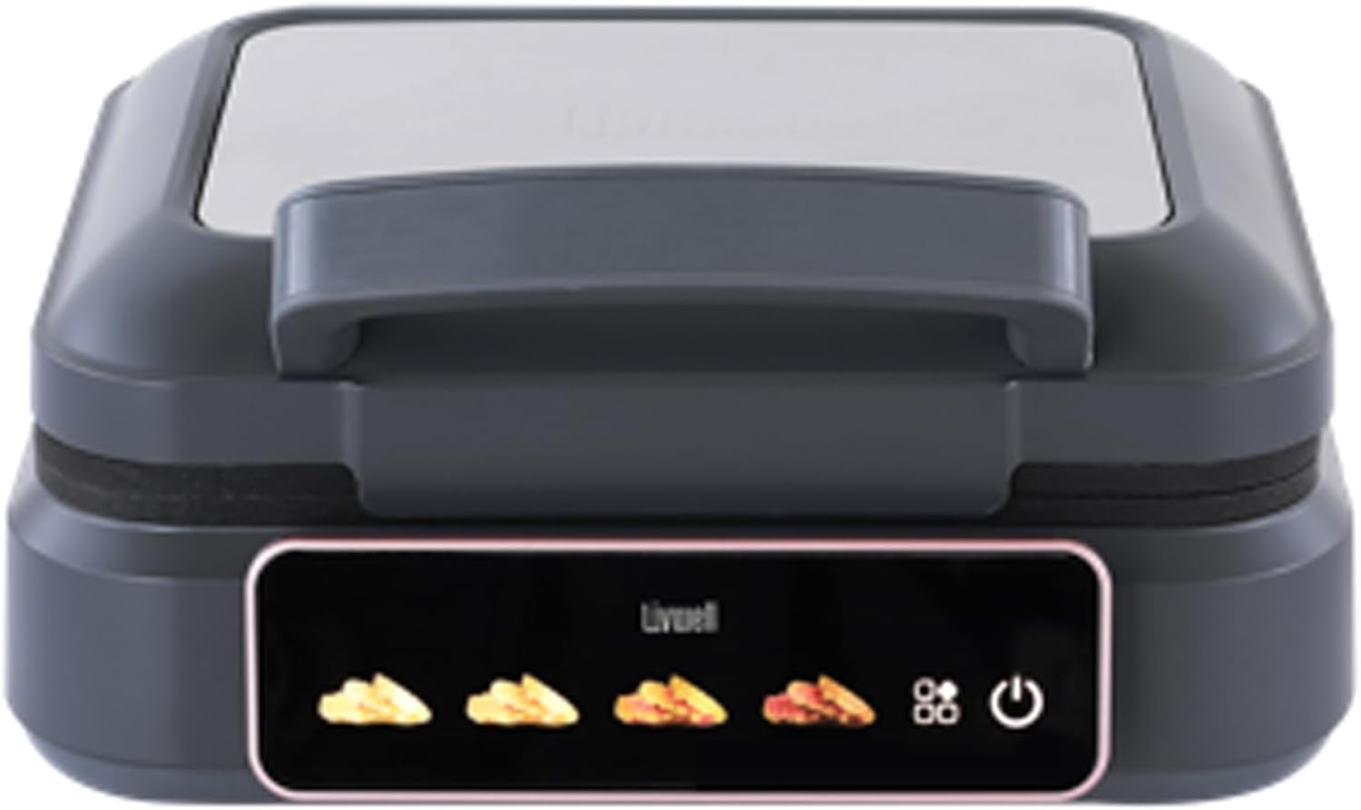 Livwell Smart Touch Kitchen Waffle Maker - Electric Belgian Liege Waffler, Pocket Crispy Waffles, Nonstick Ceramic Coated Aluminum Plates, 4 Precision Adjustable Browning Settings, 4x8in - Matte Gray