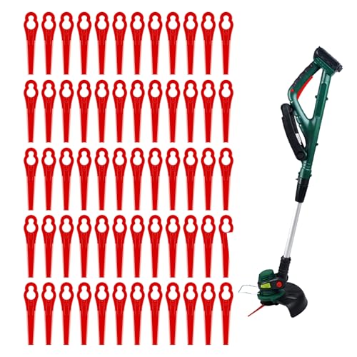 60pcs Cuchillas de Repuesto para Desbrozadora, Cuchillas de Plástico Cortacésped Cuchillas Cortador de Césped Repuesto Strimmer Replacement Blades Cuchilla de Plástico Hierba para Cortacésped, Red