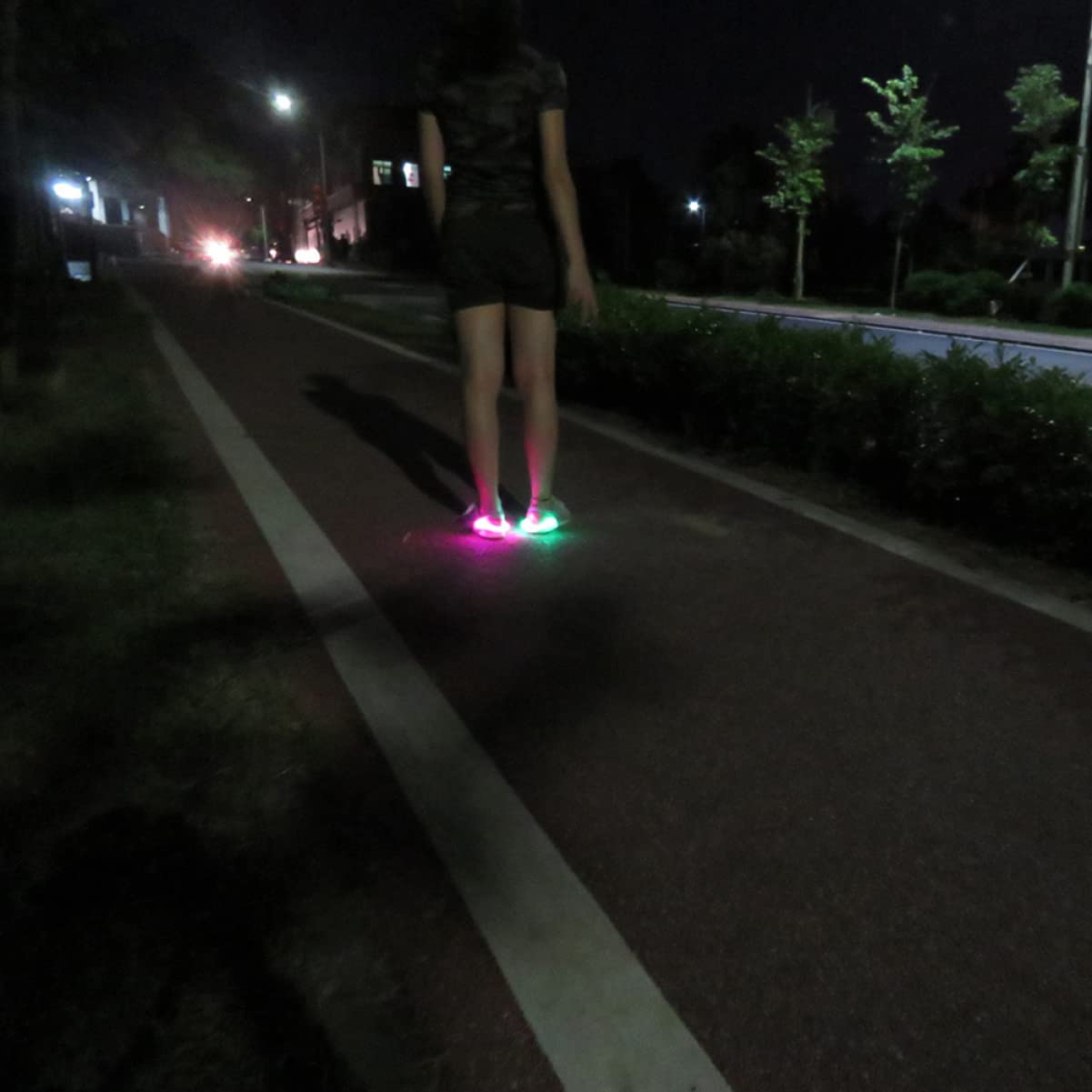 GRIRIW 2Pcs LED Safety Light Clips for Night Running and Walking Shoe Lights for Runners Easy to Attach Flashing Light Clips for Men Women