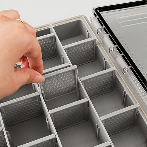 Image of Fishing Tackle Box,3700 Waterproof Tackle Tray With 20 Removable Dividers, Clear Lure Organizer For Swimbaits, Hooks And Terminal Tackle Storage(Black)