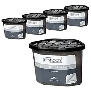 freshcant Compact Moisture Absorber By CILICAnT for Car - Dehumidifier for Car - Pack Of 5 ( Odor Buster with Activated Charcoal )