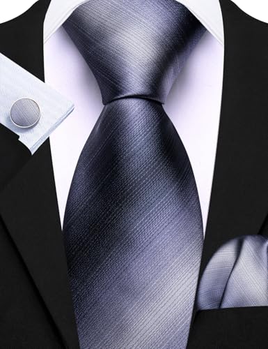 Image of Barry.Wang 6 PCS Men Ties Set Silk Business Fashion Woven Necktie Handkerchief Cufflinks Paisley Stripe Wedding Party