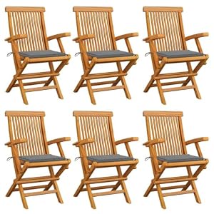 Generisch Generisch Gartenstühle mit Grauen Kissen 6 STK. Massivholz Teak,Möbel,Gartenmöbel,Gartensitzmöbel,Gartenstühle-3062542 Generisch Generisch Gartenstühle mit Grauen Kissen 6 STK. Massivholz Teak,Möbel,Gartenmöbel,Gartensitzmöbel,Gartenstühle-3062542