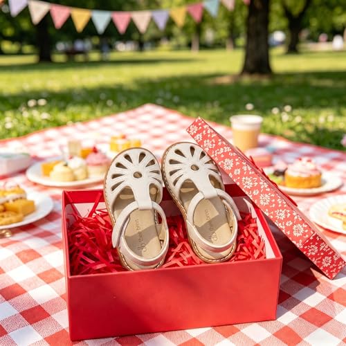 Image of THEE BRON Toddler Girls Closed-Toe Sandals Sweet Retro Cutout Summer Dress Shoes