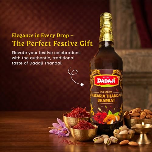 Image of Dadaji Kesaria Thandai Syrup | 750ml | Mixer for Kesaria Thandai Mocktails, Cocktails, Drinks & Juices | Summer Sharbat