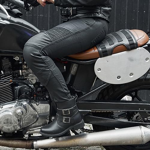 OZONE MOTO Roxy Lady Motorradjeans Damen | Aramidfaser Futter | Knieprotektoren Stufe 2 | Taschen für Hüft und Steißbeinprotektoren | Elastische Einsätze | Slim Fit
