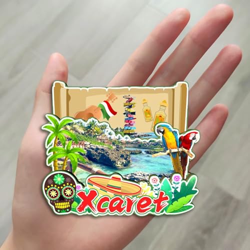 Imán decorativo redondo Xcaret México miniatura 4