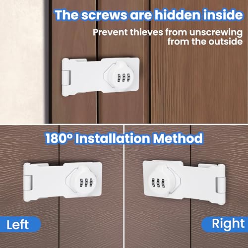 TOKCKYBL Keyless Cabinet Lock with Combination Code - 3-Digit Password Hasp Latch Lock for Drawers, Bifold Closet Door and Double Sided Door (White, 4.5 Inch, 4 Pack) by TOKCKYBL - Image 5