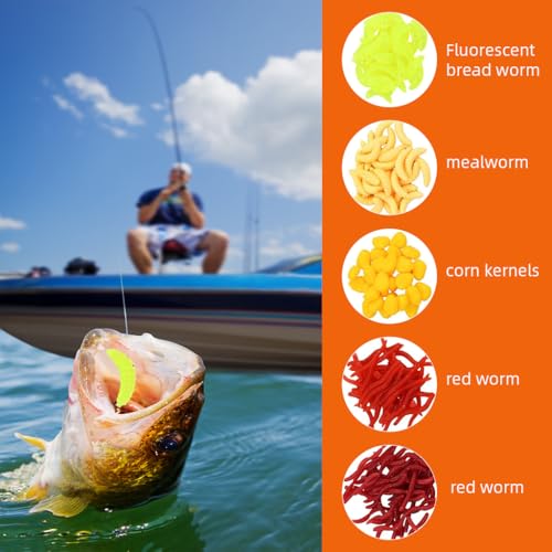 Image of Proberos 161Pcs Soft Fishing Lures Kit, Earthworm & Mealworm Baits for Freshwater or Saltwater Fishing, Realistic Wiggly Action Jigging Lures with Storage Box