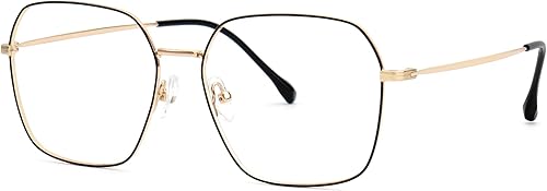 Miniatura 2 de Zeelool Gafas de metal geométricas con bloqueo de luz azul, gafas de computadora de gran tamaño para mujeres y hombres ZGM282046