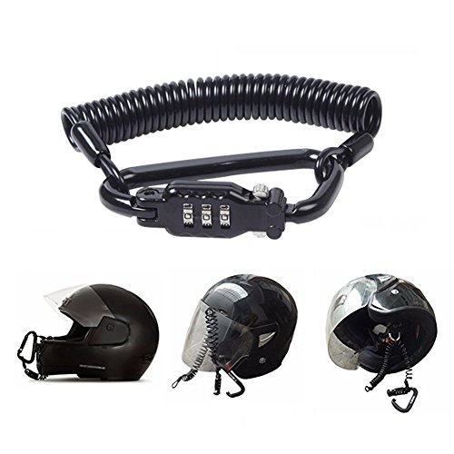 Image of Little World Motorcycle Helmet Lock & Cable, Heavy Duty Universal Combination Lock Cable Caribeaner Lock Motorcycle Security PIN Locking Chain for Bike Helmet, Jacket, Cabinets & Luggage (Pack of 2)