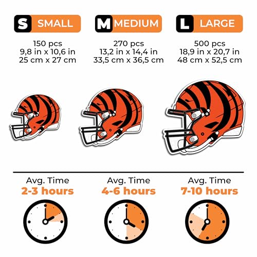 Iconic Puzzles, Cincinnati Bengals Helmet, Wooden Puzzle officially licensed NFL, 100% sustainable - Image 4