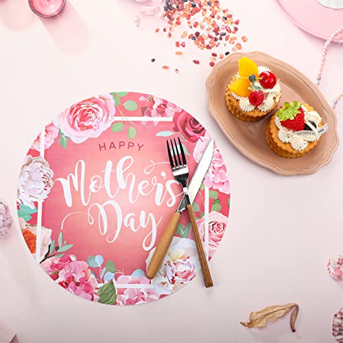 50 Pack Mother's Day Placemats Paper Disposable Happy Mother's Day Round Place Mats Happy Mother's Day Dining Paper Placemats With Pink Floral For Holiday Tableware Mother Day Supplies #TOP3