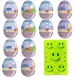 Peppa Pig chocolade-verrassingsei (12 x 20 g), met klein speelgoed, halfwitte chocolade, halve melkchocolade, plus paaskaart