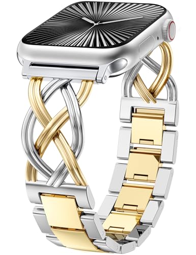 Image of TOYOUTHS Dressy Bracelet Compatible with Apple Watch Bands 38 /40 /41 /42 /44 /45 /46 /49mm Women, Celtic Stainless Steel Metal Fancy Nice Pretty Strap for iWatch Series 11 10 9 8 7 6 5 4 Ultra /SE 3 2 1