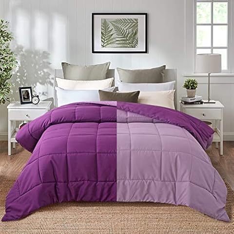 EVOLIVE Fashion Bedding Reversible Comforter (Purple/Dusty Lavender, Queen) Cover