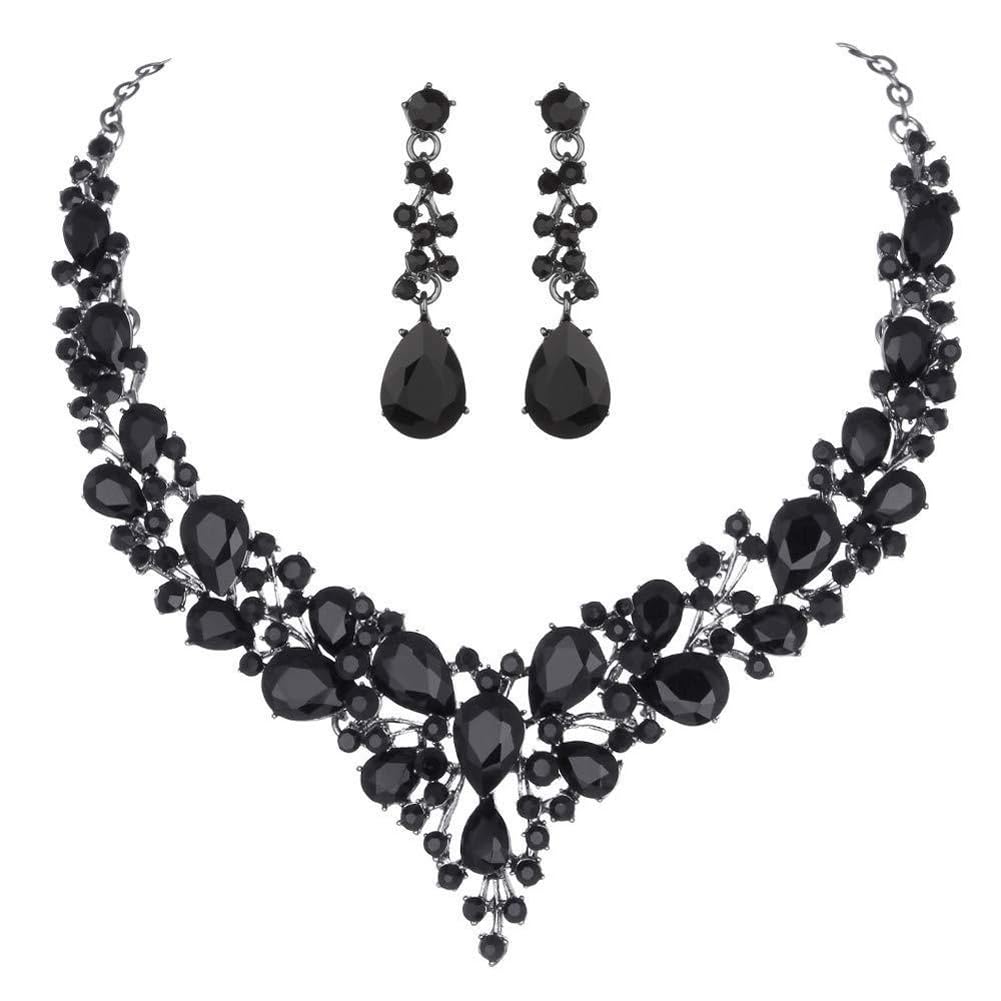 Latest Stylish Design Fancy Crystal Necklace Jewellery Set for Women | Trendy Celebrity Inspired Jewellery