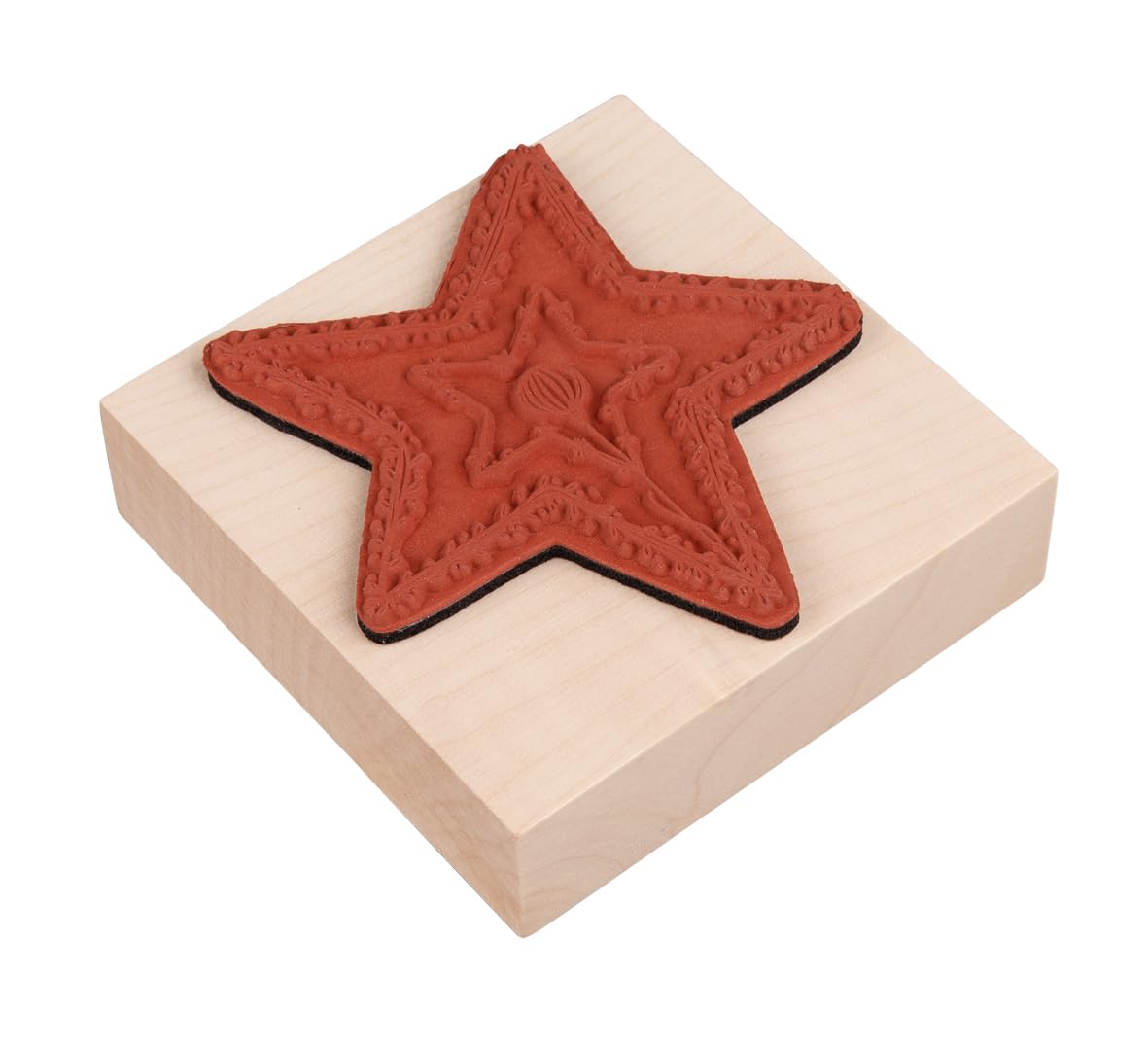 Rayher Wood Mounted Rubber Stamp with Star Design for Scrapbooking Card Making and Seasonal Crafts, Craft Stamp, Butterer - Image 3