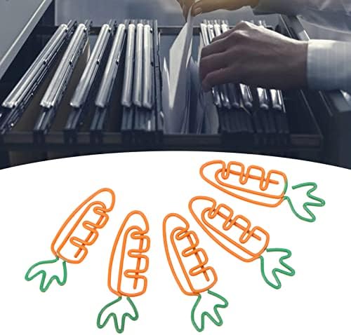 100Pcs Carrot Paper Clips, Carrot Shaped Design Metal Paper Clip Fruit Theme Paperclips Page Clamp for School Office Supplies Accessories