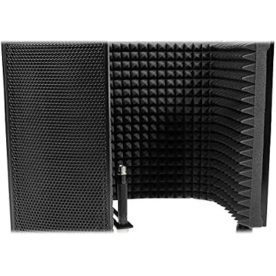 Rockville ROCKSHIELD 3 Studio Mic Isolation Shield, 2 Acoustic Foam, 5 Panels, Vented Back, Desktop & Stand Mountable, for Recording & Podcasting