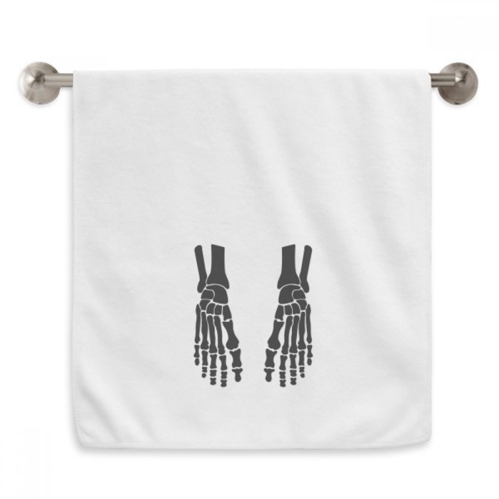 Serviette de salle de bain motif squelette os humain pied noir pour déco insolite